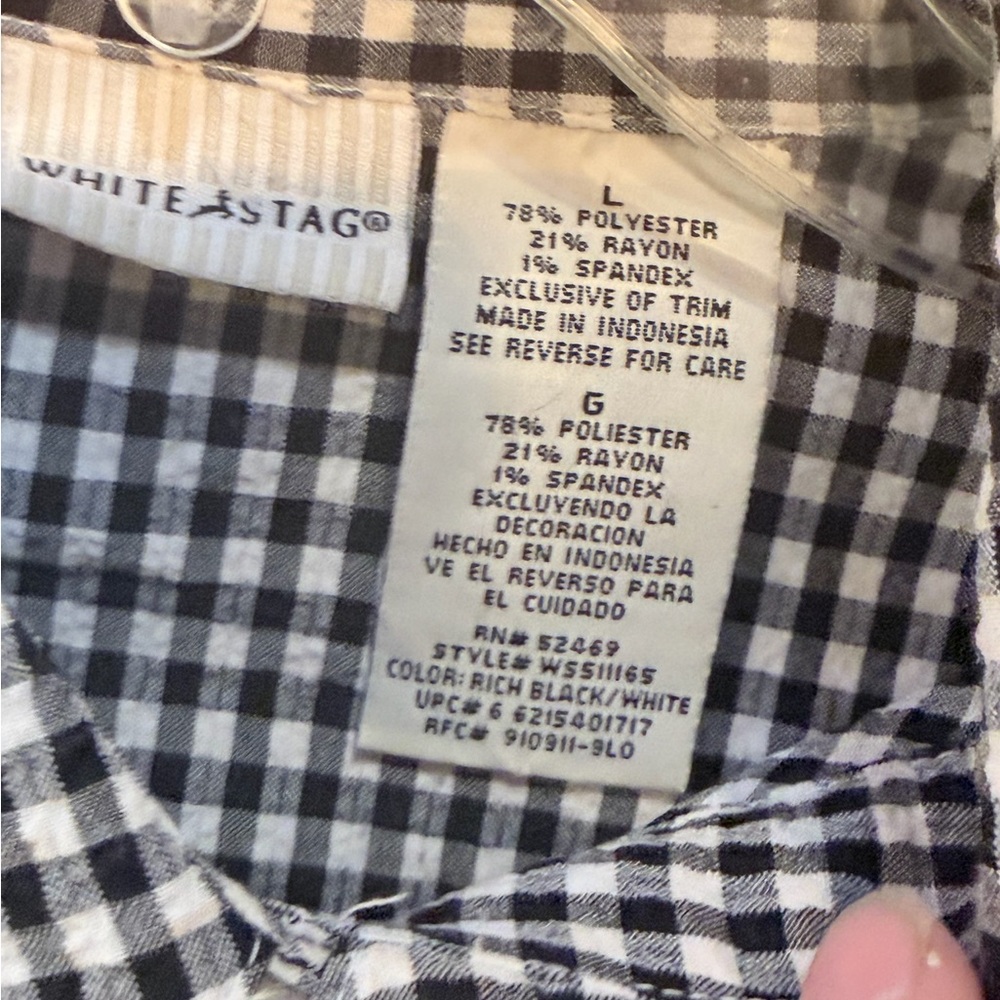 Black and White Checkered Button-Up Shirt * - Picture 2 of 4